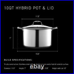 HexClad Hybrid Nonstick 10-Qt Stockpot with Tempered Glass Lid, Stay-Cool Handle