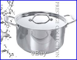 High Quality Prestige Stainless Steel Deep Casserole Pan Stock Pot Stew 24/28 cm