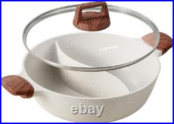Hot Pot with Divider Double Flavor Divided Stockpot with Glass Lid, Dual Sided N