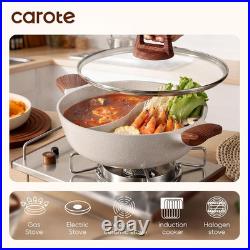 Hot Pot with Divider Double Flavor Divided Stockpot with Glass Lid, Dual Sided N