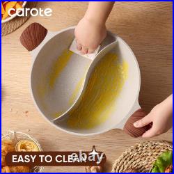 Hot Pot with Divider Double Flavor Divided Stockpot with Glass Lid, Dual Sided N