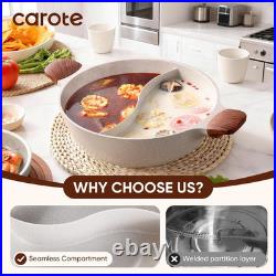 Hot Pot with Divider Double Flavor Divided Stockpot with Glass Lid, Dual Sided N