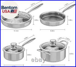 Hybrid Nonstick Stainless Steel Pots and Pans Set, Induction Cookware Set with