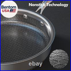 Hybrid Nonstick Stainless Steel Pots and Pans Set, Induction Cookware Set with