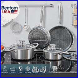 Hybrid Nonstick Stainless Steel Pots and Pans Set, Induction Cookware Set with