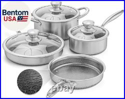 Hybrid Nonstick Stainless Steel Pots and Pans Set, Induction Cookware Set with