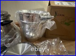 ICook 8 Quarts Cookware Surgical Stainless Stock Pot Set Waterless Cookware new