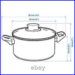 IKEA ANNONS 5.3 Qt Stainless Steel Pot With Glass Lid Kitchen cookware Durable