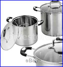 Induction Base Hob Stainless Steel Stock Stew Cooking Pan Pot Stockpot Glass LID