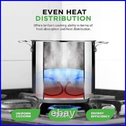 Induction Compatible 15-Quart Stock Pot Stainless Steel with Glass Lid