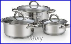 Induction Compatible Stock Pot Set, 6-Piece Stainless Steel