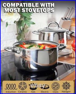 Induction Compatible Stock Pot Set, 6-Piece Stainless Steel