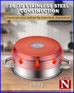 Induction Compatible Stock Pot Set, 6-Piece Stainless Steel