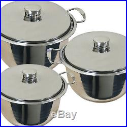 Induction Hob 6pc Stainless Steel Casserole Stockpot Pot Steel Lids Cookware Set