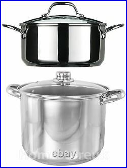 Induction Stainless Steel Stock Pot Cooking Stew Soup Casserole Pan Stockpot Hob