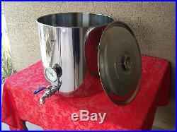 Jarhill 33 QT STAINLESS HOME BREW BOILING KETTLE STOCKPOT with VALVE & THERMOMETER