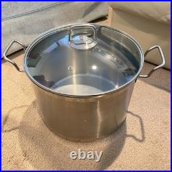 KRONA Norpro 16 Quart Stock Pot w Vented Glass Lid 18/10 Stainless Steel Inox