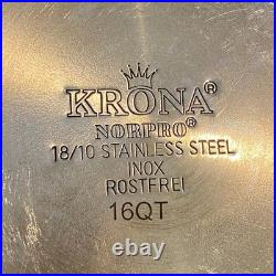 KRONA Norpro 16 Quart Stock Pot w Vented Glass Lid 18/10 Stainless Steel Inox
