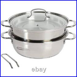 Kenmore Elite Stock Pot 5-Pc+6.5 Qt+Tri-Ply Stainless Steel+Induction Safe Base