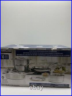 Kirkland Signature 10 Piece 5-Ply Clad Stainless Steel Cookware Set #2 (1580)