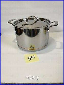 Kirkland Signature 8 Qt Stock Pot 5-ply Clad Copper Ring Stainless Dutch Oven BB