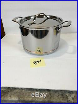 Kirkland Signature 8 Qt Stock Pot 5-ply Clad Copper Ring Stainless Dutch Oven BB