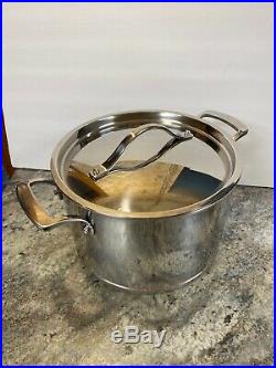 Kirkland Signature 8 Qt Stock Pot 5-ply Clad Copper Ring Stainless Dutch Oven a