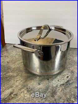 Kirkland Signature 8 Qt Stock Pot 5-ply Clad Copper Ring Stainless Dutch Oven a