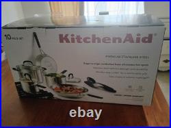 KitchenAid 10 Pc Premium Stainless Steel Cookware Set Pots Pans Induction NIB