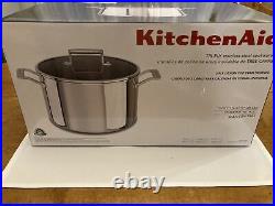 KitchenAid 12 Qt. Tri-Ply Stainless Steel Stock Pot With Lid NEW IN BOX
