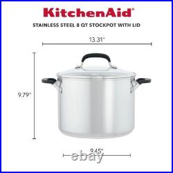 KitchenAid 71022 Stainless Steel Stockpot with Measuring Marks and Lid, 8 Qua