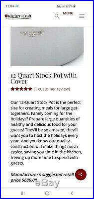 Kitchen Craft 12 Qt Stock Pot 5 Ply Multicore Stainless Steel Waterless Cookware