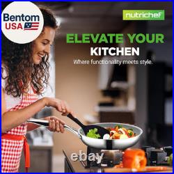 Kitchenware Pots & Pans Set 12 Piece, Clad Kitchen Cookware Set WithSteel Handle