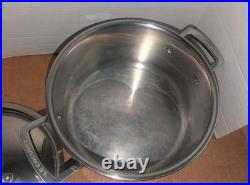 LE CREUSET 6 L-6 1/3 Qt. Stock Pot withLid Tri-Ply Brushed Stainless CLEAN & SHINY
