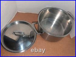 LE CREUSET 6 L-6 1/3 Qt. Stock Pot withLid Tri-Ply Brushed Stainless CLEAN & SHINY