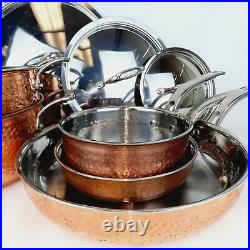 Lagostina 8 pc. Hammered Copper Stainless Steel Cookware Set