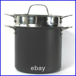 Lagostina Nera Hard Anodized 8 Qt Stockpot With Lid & Stainless Steel Insert