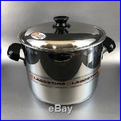 Lagostina Thermoplan 18/10 Stainless Steel 10 Stock Pot Irradial Italy Cookware