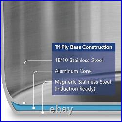 Large 12-Quart Stainless Steel Stock Pot Versatile Mirror Satin Finish