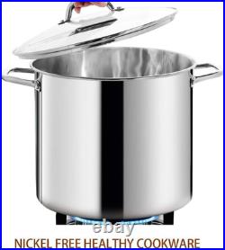 Large 24QT Heavy-Duty Stock Pot with Lid Stainless Steel Cookware Stockpot