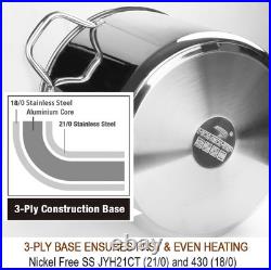 Large 24QT Heavy-Duty Stock Pot with Lid Stainless Steel Cookware Stockpot