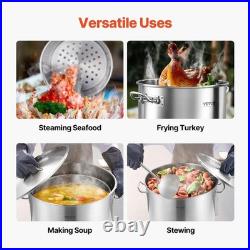Large 84 Quart Stainless Steel Stockpot with Basket & Lid Heavy Duty Cookware