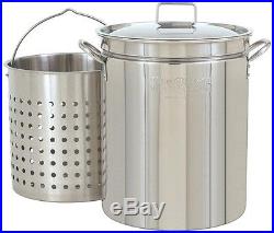 Large Restaurant 44 Qt. Stockpot Stainless Steel Pot Cookware Strainer Basket