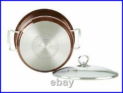 Large Stainless Steel 4pc Stockpot Casserole Cooking Pot Pan Lid Set Copper