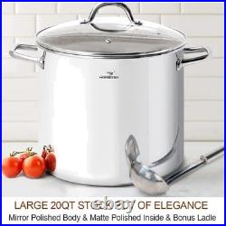Large Stockpot 20QT with Lid Nickel Free Stainless Steel