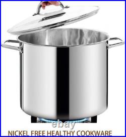 Large Stockpot 20QT with Lid Nickel Free Stainless Steel
