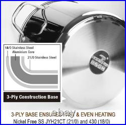 Large Stockpot 20QT with Lid Nickel Free Stainless Steel