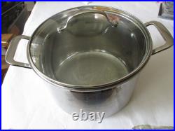 Le Creuset 7 1/2 qt stainless steel stock pot 9 1/2 with unbranded lid
