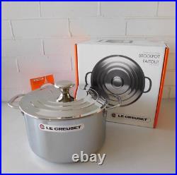 Le Creuset Tri-Ply Stainless Steel Stockpot with Lid, 7 Quart New