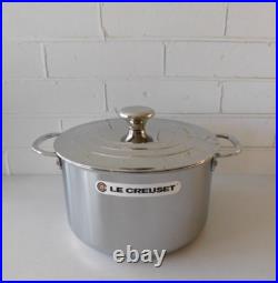 Le Creuset Tri-Ply Stainless Steel Stockpot with Lid, 7 Quart New